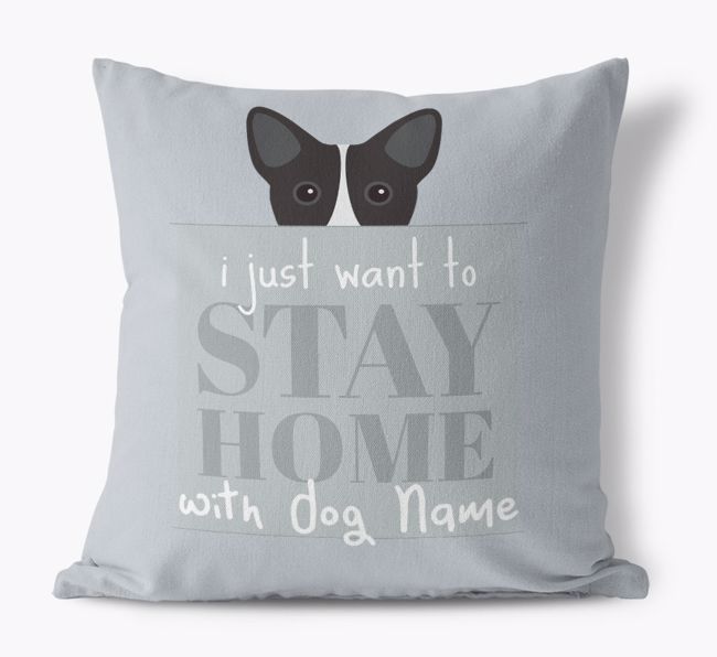 Stay Home: Personalised {breedFullName} Canvas Cushion